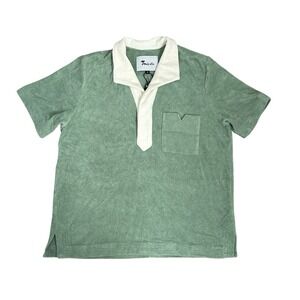 Tombolo Terry Cloth Polo Shirt Men Small Sage Green Organic Cotton‎ Beach Luxury